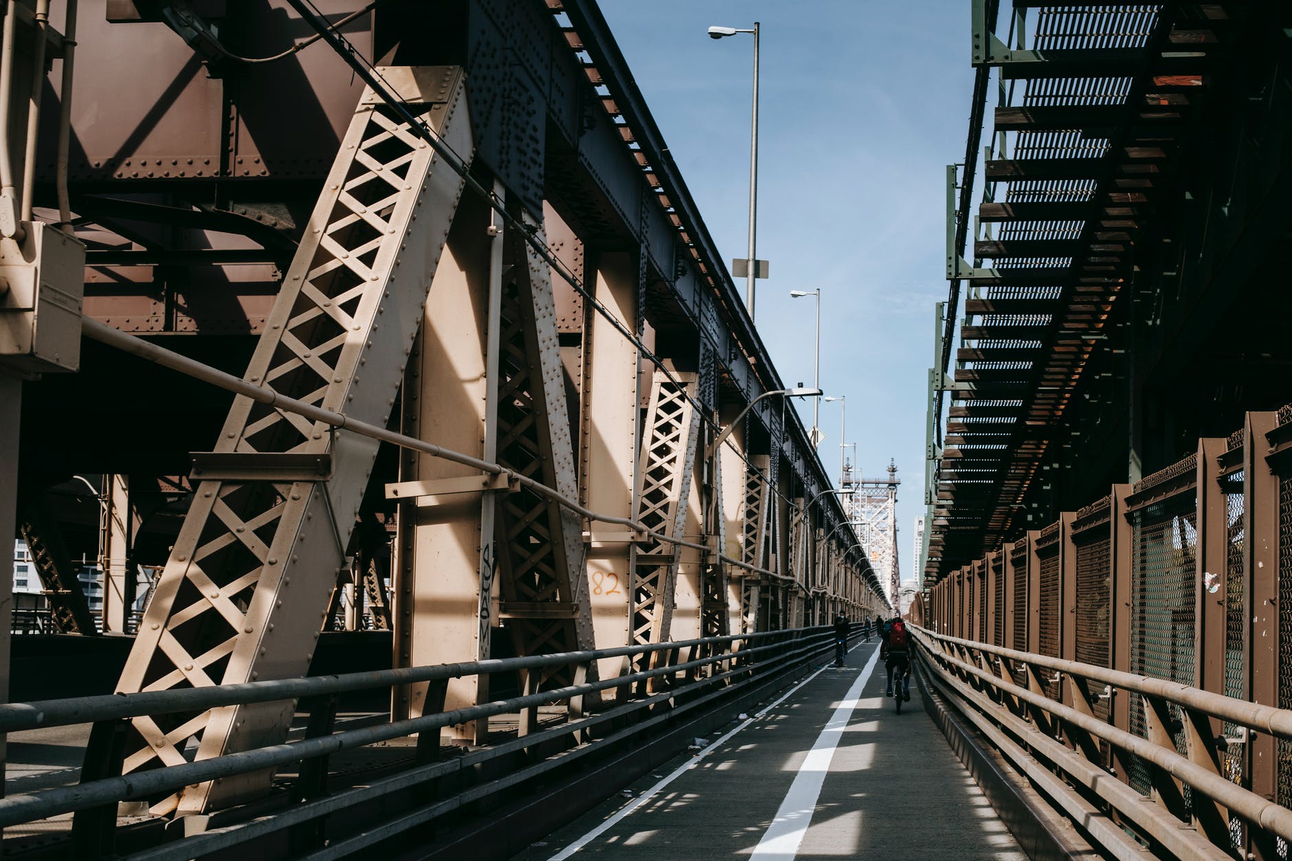 pedestrian roadway on cantilever bridge in sunny day