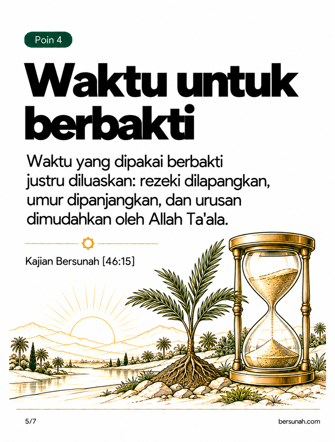 Carousel Mendampingi Orang Tua slide 5: Waktu yang dipakai berbakti justru diluaskan oleh Allah: rezeki dilapangkan, umur dipanjangkan, dan urusan dimudahkan
